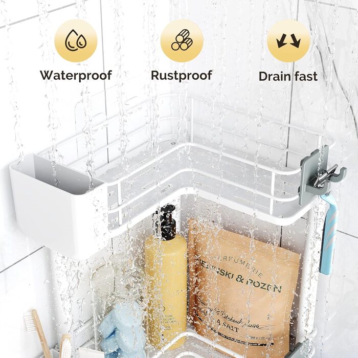 Набір з 3 кутових поличок для душу Orimade, нержавіюча сталь, без свердління, для ванної кімнати