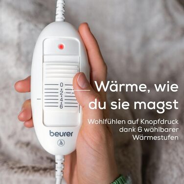 Електрична ковдра Beurer HD 75 Nordic з штучним хутром, 6 температурних режимів, автовимкнення, 180x130 см, бежево-коричнева