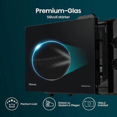 Мікрохвильова піч Hisense H20MOBS4HI 20 л з InverterTech, керамічним покриттям та дитячим блокуванням (чорний)