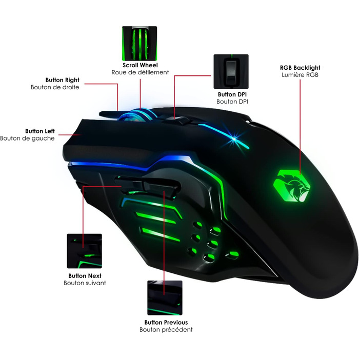 Бездротовий ігровий комплект клавіатури та миші EMPIRE GAMING Armor RF800 - RGB підсвітка, 4800 DPI, QWERTZ (DE), сумісний з PC, PS4, PS5, Xbox, Mac (білий)