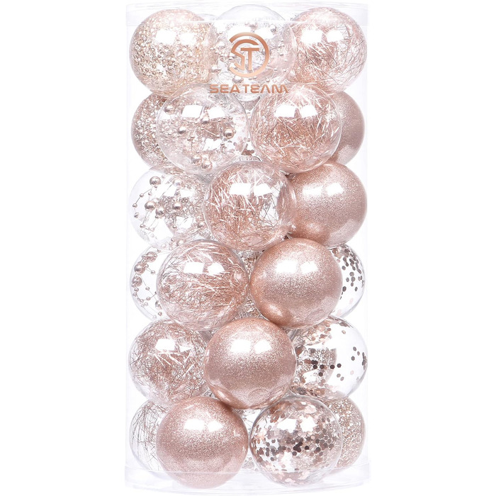 Набір прикрас для ялинки Sea Team 60 мм, рожеве золото, 30 шт.