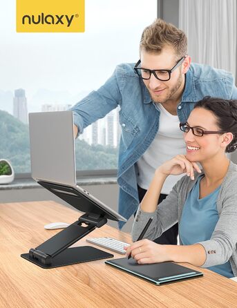 Підставка для ноутбука NULAXY, регульована висота, чорна. Сумісна з MacBook та іншими ноутбуками 10-17