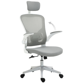 Vinsetto Office Chair Ergonomic Desk Chair with Headrest and Tilt Function, Height Adjustable in Grey, 65 x 64 x 114-122 cm