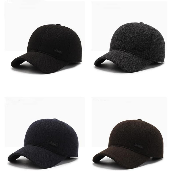 Кепка YAMEE для чоловіків, зимова бейсболка з відкидним навушником, тепла шапка-кепка, чорний (2074)