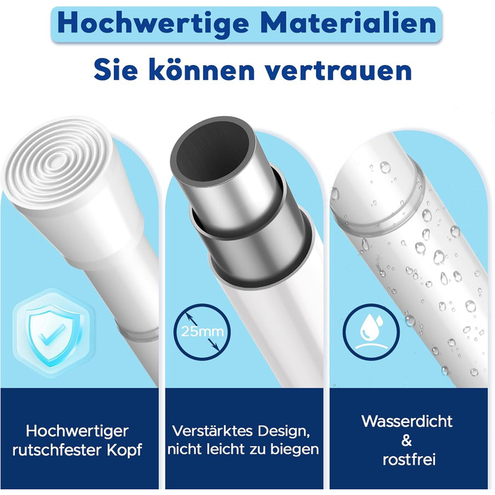 Штанга для карнизів без свердління, біла, 71-155 см, Ø 25 мм, телескопічна, для штор, душової завіси та гардеробу