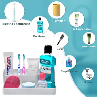 VITVITI Electric Toothbrush Holder, Grey Electric Toothbrush Toothbrush Holder for Bathroom, Plastic Toothbrush Caddy, Organizer Storage, Bathroom Toothbrush Toothpaste Holder