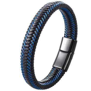 Чоловічий шкіряний браслет Armand, 21 см. Чорний, зелений, червоний, білий. Подарунок на День батька. Браслет для чоловіків Armand