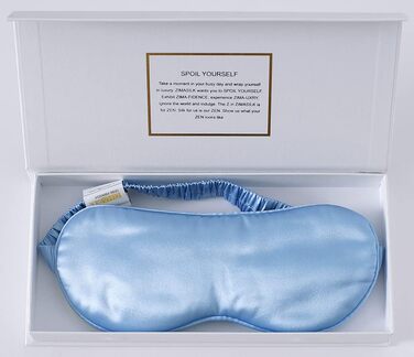 Маска для сну ZIMASILK з 100% чистої шовку морських вишневих дерев, 22 Momme, з наповнювачем з 100% шовку морських вишневих дерев, атласне кріплення, надзвичайно м'яка та зручна, темно-синій (небесно-блакитний)