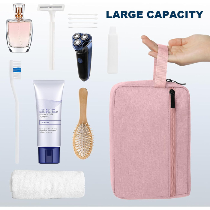 Чоловіча косметичка-органайзер для подорожей, велика жіноча косметичка, дорожня косметичка з подвійною блискавкою (#5 Рожевий)