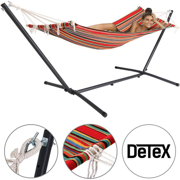 Гамак DETEX з каркасом для вулиці, міцний, переносний, для дачі, саду, балкона, кемпінгу, червоний