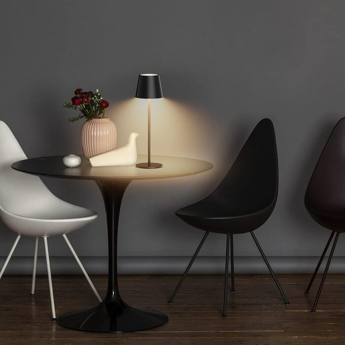 Klighten 2 шт. LED акумуляторні диммерні настільні лампи бездротові, перезаряджаються, тепле світло 3000K, для внутрішнього та зовнішнього використання, з USB-C, алюміній, водонепроникні IP54, чорні (2 шт.)