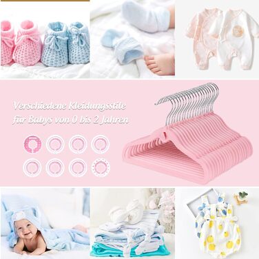 Набір велюрових дитячих вішалок 28 шт: 20 вішалок для одягу та 8 роздільників для дитячої шафи, з додатковим гачком, неслизькі, економія місця, рожеві