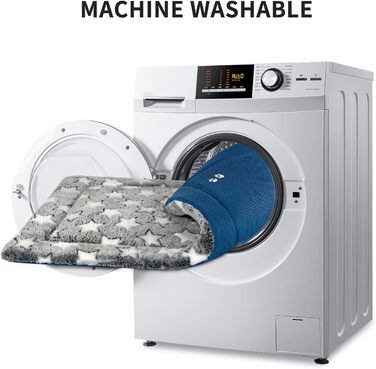 Кросер Fancy Crate Pad - килимок для лежанки, двосторонній (холодний та теплий), машинне прання, для собак малого та великого розміру (до XXX-Large), сірий, темно-синій, зірковий принт, 122 x 76 x 3 см