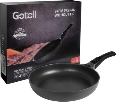 Сковорода 28 см з індукційним покриттям, знімний ручка, універсальна сковорода без BPA, алюмінієвий лиття, чорна (діаметр 24 см)