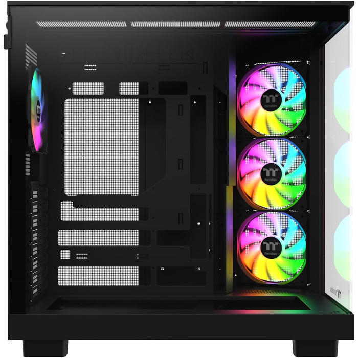 Корпус Thermaltake View 380 XL WS Black (Wood Style) | ATX Mid-Tower з RGB підсвічуванням | Подвійна камера, прихований з'єднувач, встановлений RGB вентилятор, тиха система охолодження, підтримка радіатора 360 мм, дерев'яні акценти