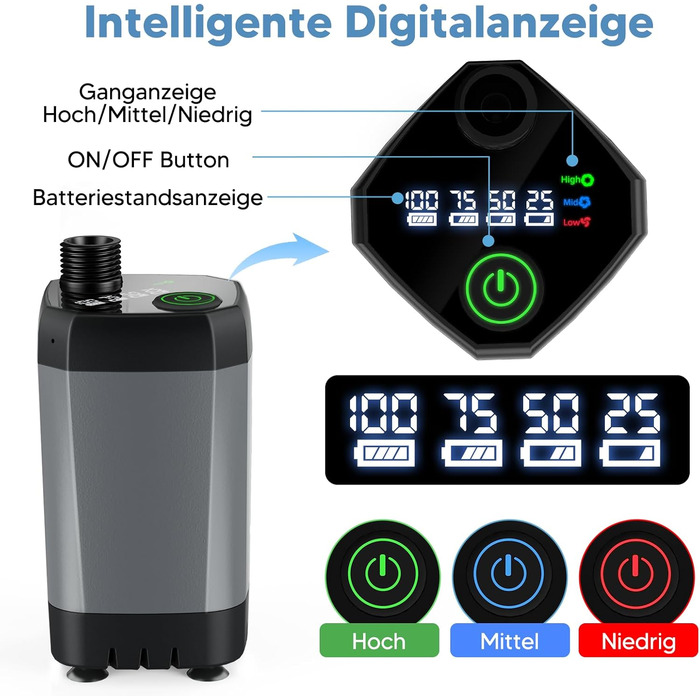 HOTOIQ Portable Electric Camping Shower with Pump - Outdoor Shower Set for Camping, Travel, Garden, Hiking, and Car Washing