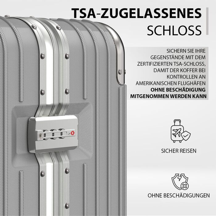 Набір валіз Voyagoux 2 шт. - 39L та 113L, жорсткі валізи, TSA-замок, ABS, 4 колеса 360°, міцні та легкі, рожеве золото (42L, срібло)