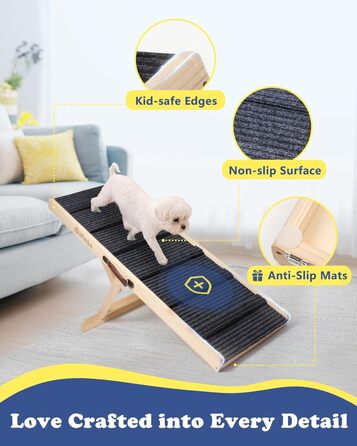 Сходинки для собак до ліжка та дивану – захист суглобів, антиковзаючі, складані, регульовані, портативні, для собак до 16 кг (до 30 кг)