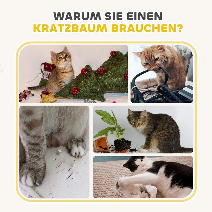 Кігтеточка PawHut для котів 79 см, 3 яруси, кігтеточка-бункер, кігтеточка з сизалю, для великих котів, бежево-коричнева, 45л х 45см х 79см з внутрішнім отвором