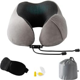 Подушка для шиї Good Nite для подорожей, авто та дому. Ергономічна подушка з Memory Foam, регульована, сірого кольору.