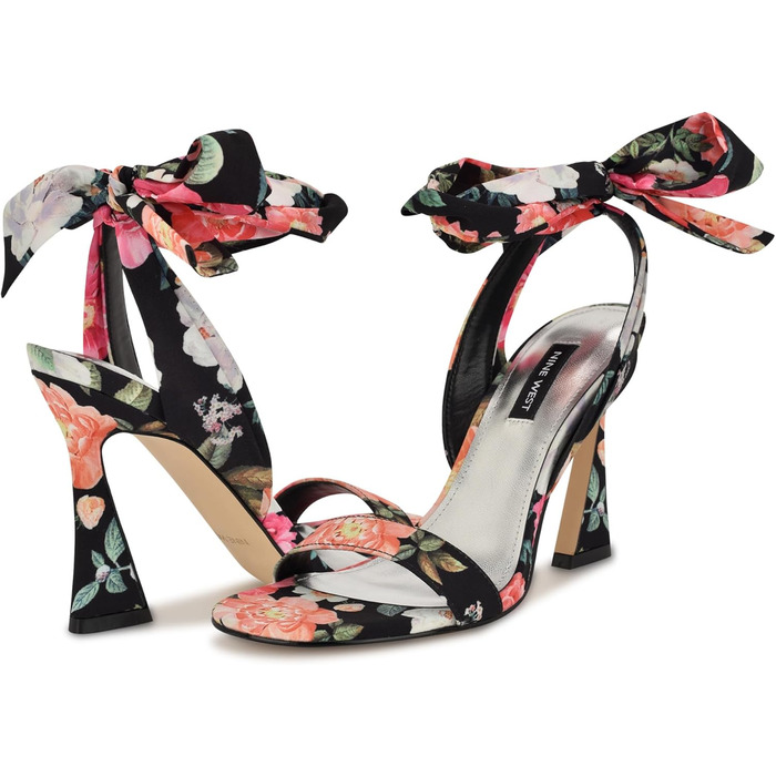 Босоніжки Nine West Kelsie на підборах, 39 EU, Black Summer Blooms принт, жіночі
