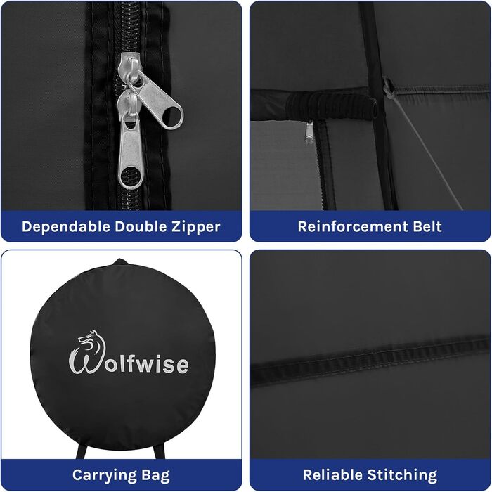 Portable Pop-Up Shower Toilet Privacy Tent - Outdoor Camping Toilet & Shower Cabin with Screen & Space for Hiking, Beach, and Travel (Black, L)