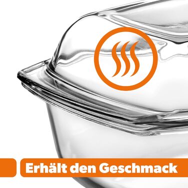 Форма для запікання KADAX з кришкою та ручками, 5.1 л, прямокутна скляна форма для запікання, для м'яса, лазаньї, 5.1 л