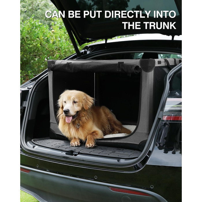 Складана переноска для собак середніх порід, 76x54x54 см (зелена) / 60x42x42 см (сіра), з м'яким лежанком та міцними сітковими вікнами