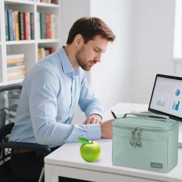 Зручна термосумка-ланчбокс для їжі: компактна, легка, водонепроникна, для роботи та школи (зелена, Upgrade 2026)