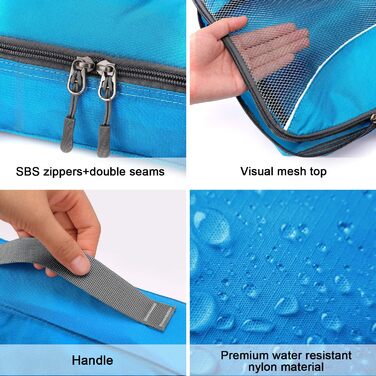 Органайзери для валізи G4Free (набір) - 3/6/7 шт. - блакитний колір (1S + 2M + 2L + 1XL)