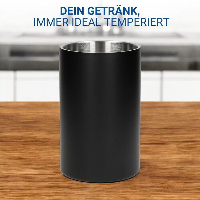 Охолоджувач для пляшок 'Chill' - сталевий, з подвійними стінками. Підходить для вина, шампанського, пива. Чудовий подарунок для поціновувачів вина, друзів, батьків. Колір: сріблястий (чорний)