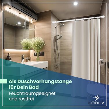 Штанга для штор без свердління, телескопічна, 260-350 см, біла. Підходить для штор, душової кабіни, одягу, сіток для котів.