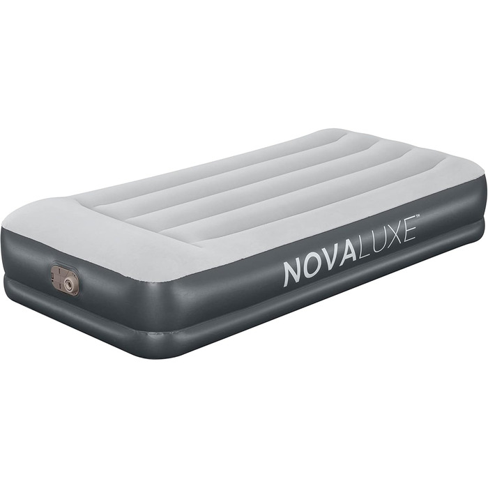 Надувний матрац Novaluxe з вбудованим електронасосом та подушкою, сірий 191x97x38 см