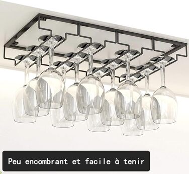 Тримач для келихів вина JMIATRY (2 шт.) - настінний, металевий, чорний (41x23.5x6 см)