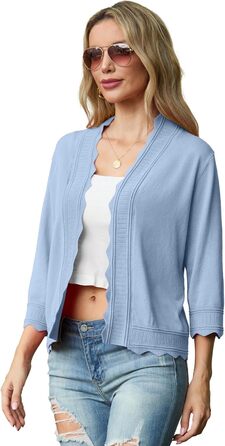 Жакет-кардиган жіночий літній з рюшами GRECEREE. Боеро, світло-блакитний, розмір S
