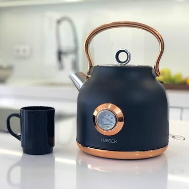 Електричний чайник Haeger EK-22B.024A Art Deco Black 1.7 л, 2200 Вт, бездротовий, поворотний на 360°