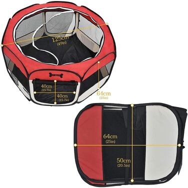 Вольєр для цуценят Melko 125x125x64 см, розкладний, для собак, котів, кроликів (Червоний)