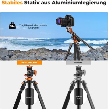 Штатив для камери K&F Concept T254A7+BH-28L, 231 см, професійний, з рідинною головкою