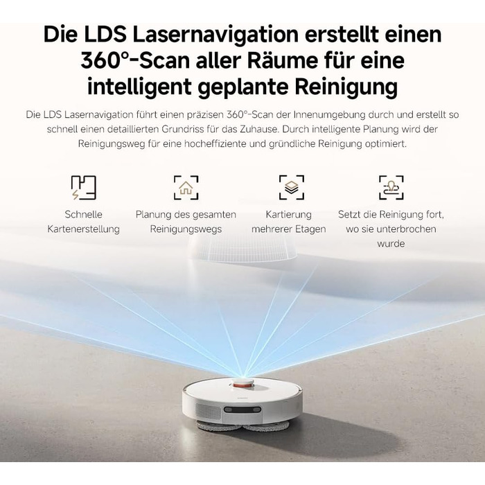 Робот-пилосос Xiaomi Robot Vacuum X20+ з функцією вологого прибирання, потужність всмоктування 6000 Па, підйомні швабри