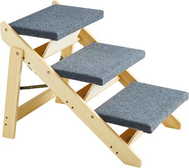 Сходи для домашніх тварин VEVOR з дерева, 2-в-1, складана, для собак та котів, для ліжка, дивану, автомобіля, 3 сходинки, до 68 кг