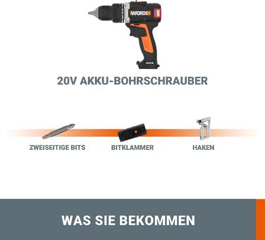 WORX WX175.9 Акумуляторний дриль-шуруповерт 20V – безщітковий, 60Nm, 2-швидкісний, з LED-підсвічуванням. Комплект для свердління та закручування (без акумулятора та зарядного пристрою)