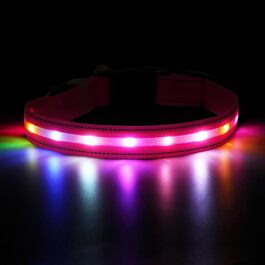 Світлодіодне нашийник для собак Feycig - USB, водонепроникний, 3 режими, регульований, для малих, середніх та великих собак (Рожевий, L(48-60см))