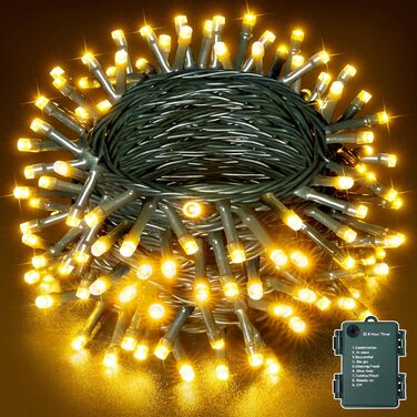 Ланцюжок прикрас Ollny з 150 LED, 15 м, тепле біле світло, IP44, для саду, вечірки, Нового року (зелений кабель)