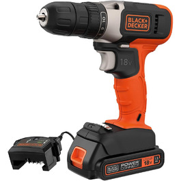 Акумуляторний дриль-шуруповерт BLACK+DECKER BCD001C1-QW (18V, 1.5 Ah, 10 мм) з акумулятором та зарядним пристроєм