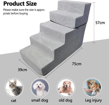 Сходинки для собак та котів Galatée - 5 сходинок, неслизькі, знімний та пральний чохол