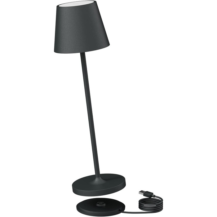 LED акумуляторна настільна лампа K-Bright диммер | для дому та вулиці | тепле світло | з USB зарядкою | антрацит