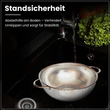 Німецьке сито з нержавіючої сталі з ручками – міцне кухонне сито для макаронів, овочів та іншого, стабільне та довговічне