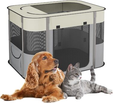 Клітка для цуценят Relaxdays, розкладна, 43x71x55 см, для дому та вулиці, портативна, оксфордська тканина, кольорова (L)