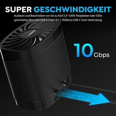 Док-станція Sabrent для жорстких дисків 2.5'/3.5' з USB-C, 5Gbps, 2 слоти SATA SSD/HDD, підтримка клонування дисків