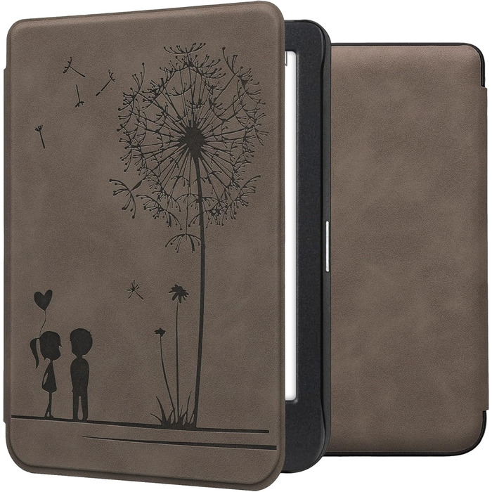 Чохол kwmobile для Kobo Clara BW/Clara Colour/Tolino Shine (5)/Shine Color - чохол з штучної шкіри (Pusteblume Love Grey)